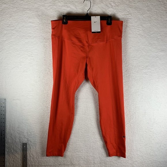 Nike One Luxe Leggings Women 1X Orange Mid-Rise Elastic‎ Waist Full Length 7382 - Picture 1 of 9
